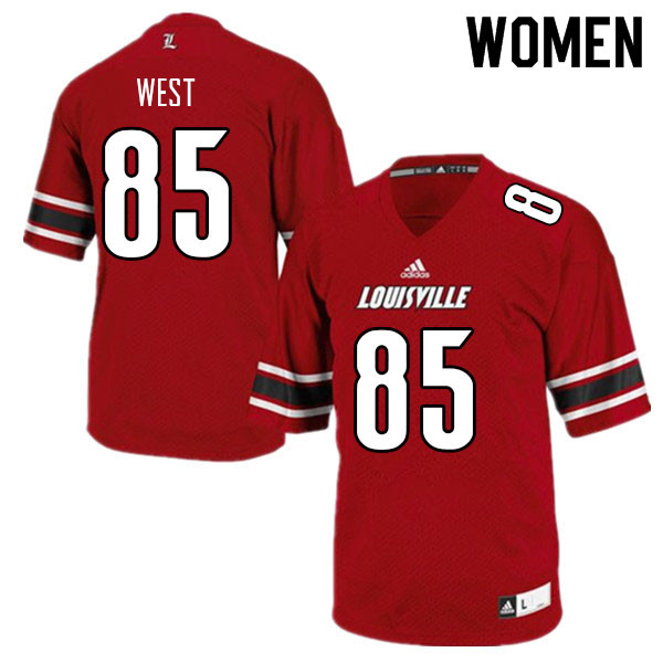 Women #85 Bradley West Louisville Cardinals College Football Jerseys Sale-Red